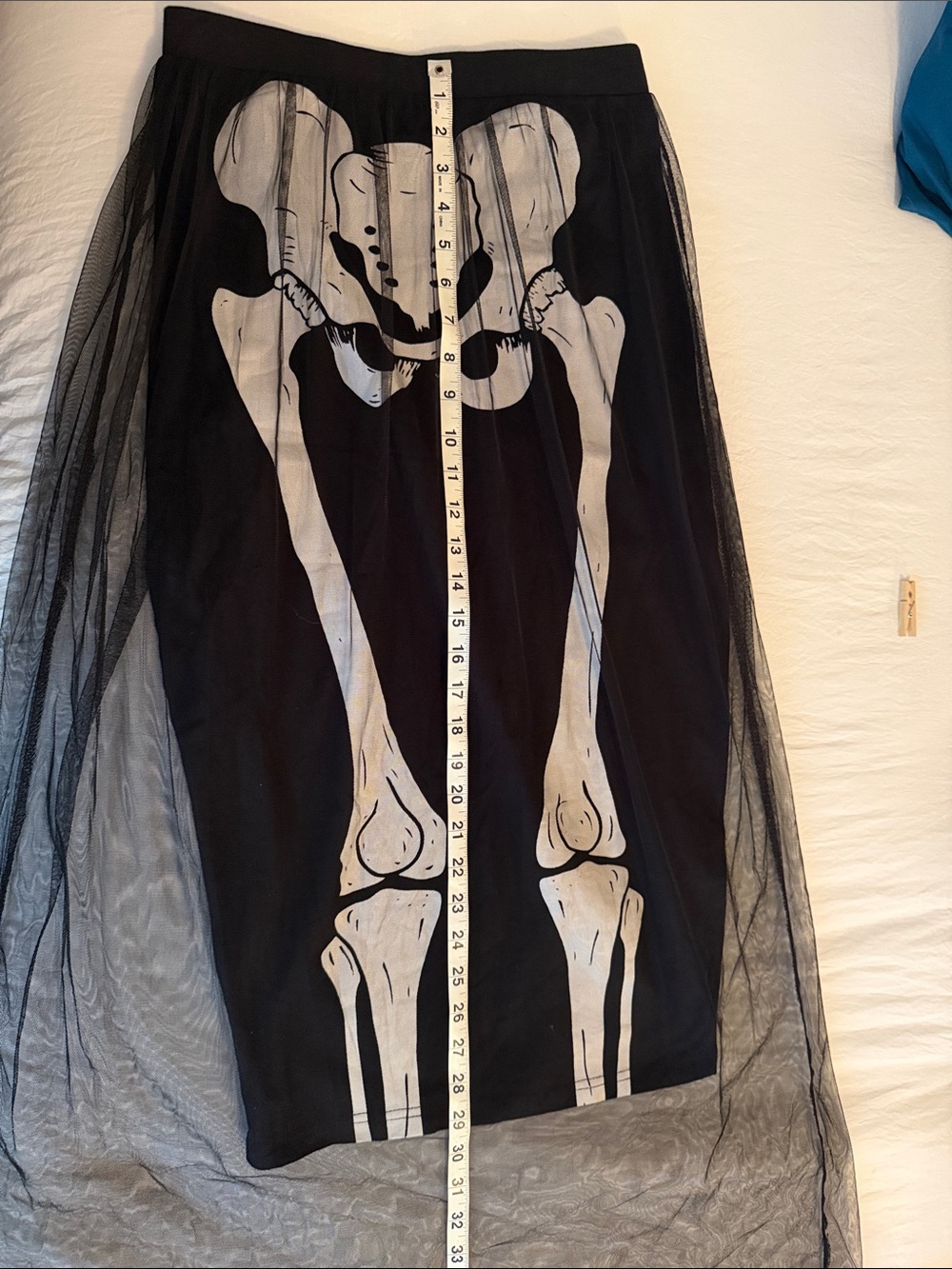Jawbreaker Skeleton Print Mesh Overlay Skirt - Black & White size S - Picture 7 of 8